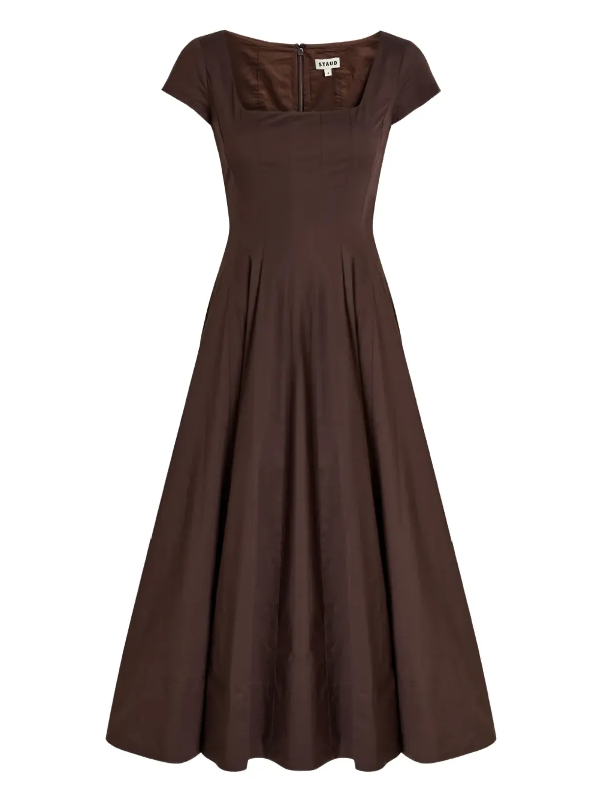 STAUD Wells square-neck A-line midi dress - 画像1
