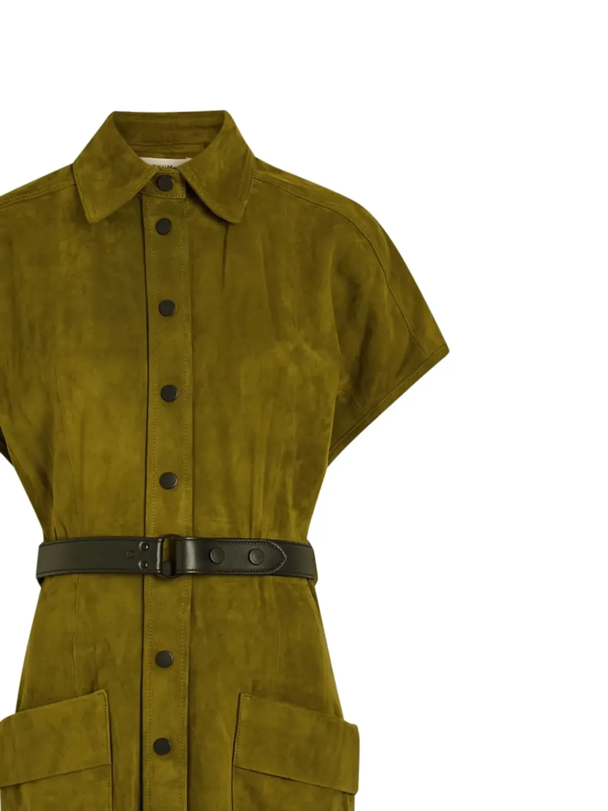 Skiim belted-waist buttoned dress - Green - 画像2