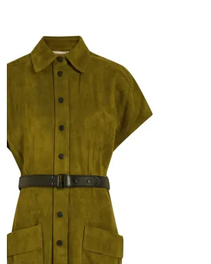 Skiim belted-waist buttoned dress - Green - サムネイル2