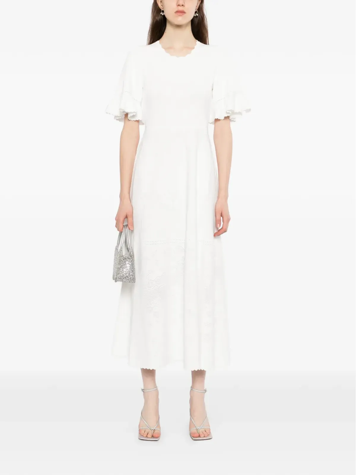 Needle & Thread scallop lace pointelle knit gown - White - 画像2