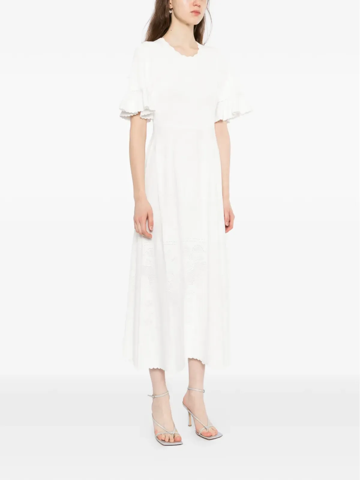 Needle & Thread scallop lace pointelle knit gown - White - 画像3