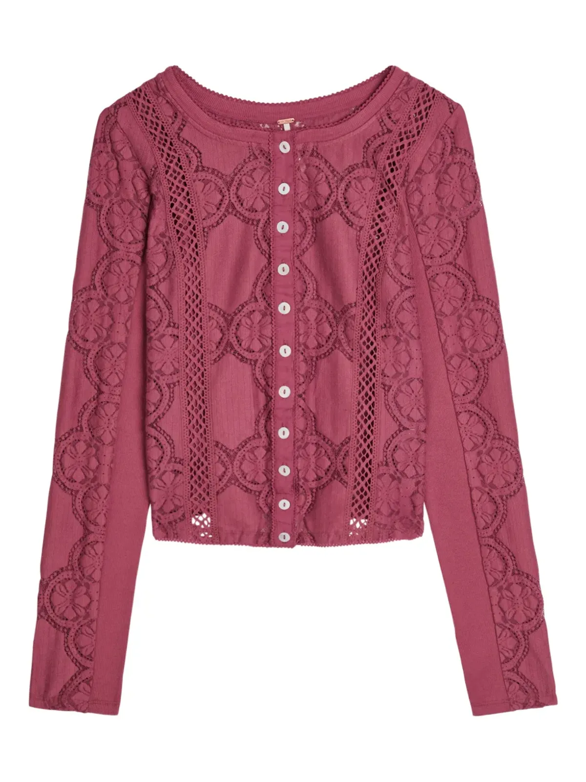Free People 花柄レースボタンアップカーディガン - 画像1