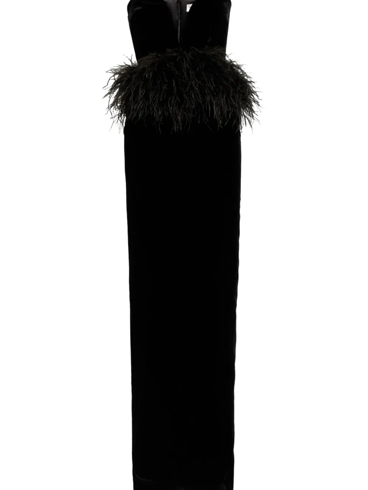 The New Arrivals Ilkyaz Ozel センナ フェザー付きストラップレス マキシドレス - 画像2