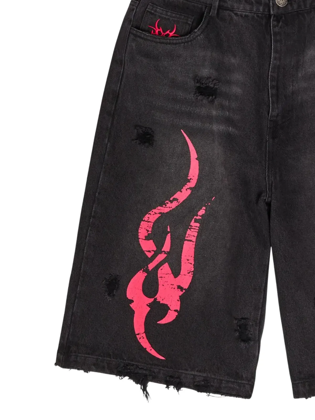 CHEW FOREVER グラフィック distressed ショーツ - 画像2