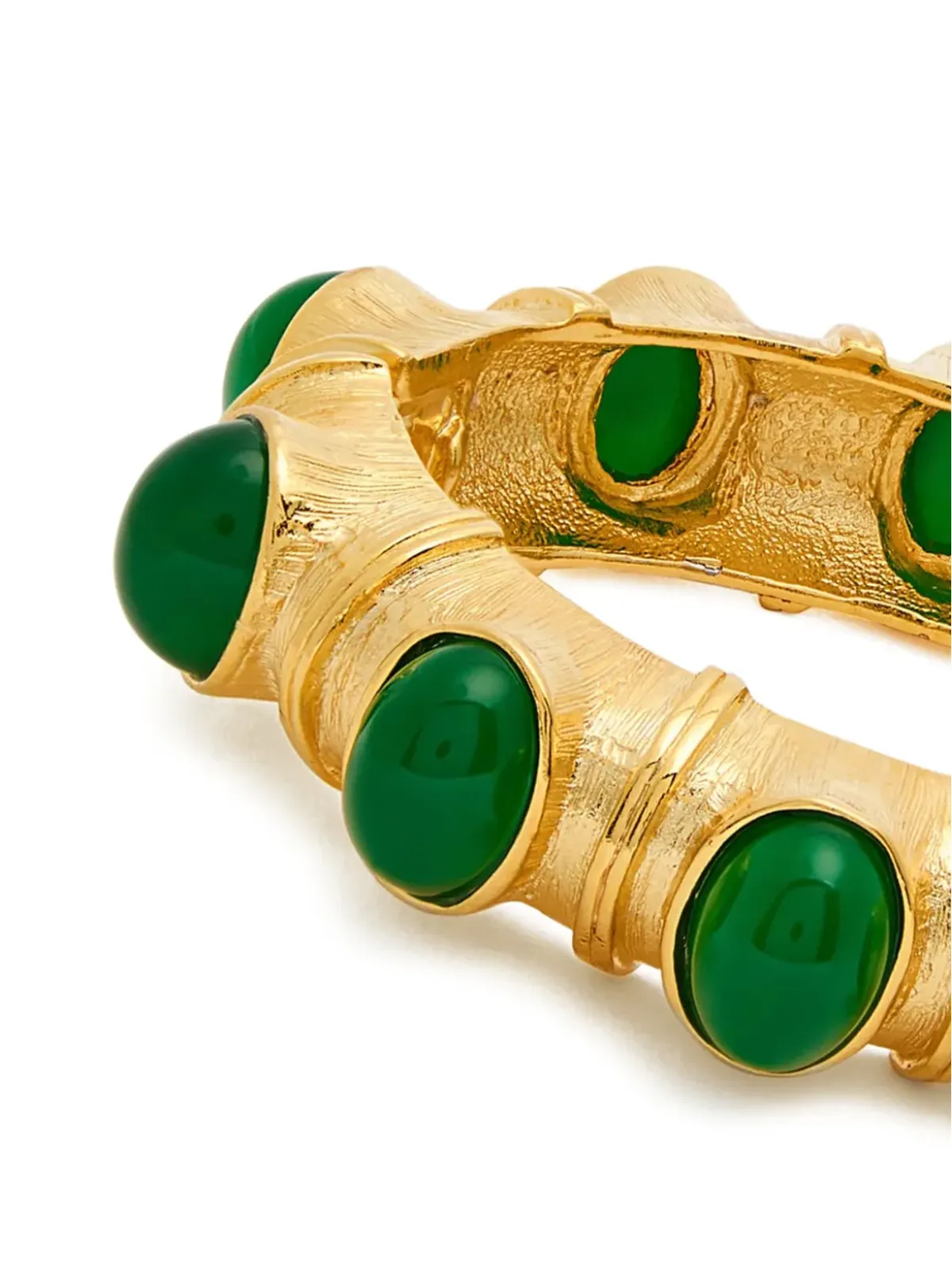 Kenneth Jay Lane jade-cabochon bangle - Gold - 画像2