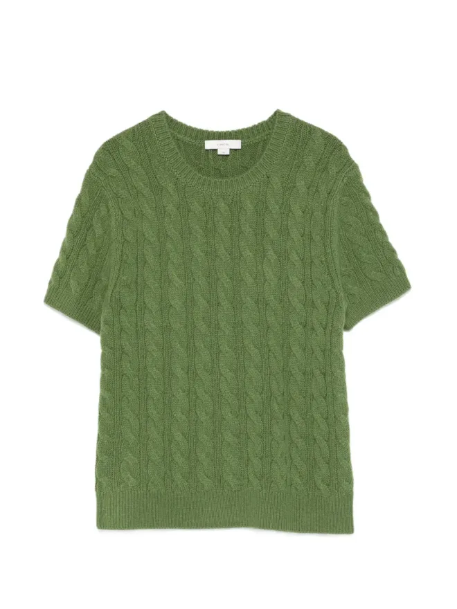 Vince Vince cable-knit short-sleeve T-shirt - Greenの商品画像
