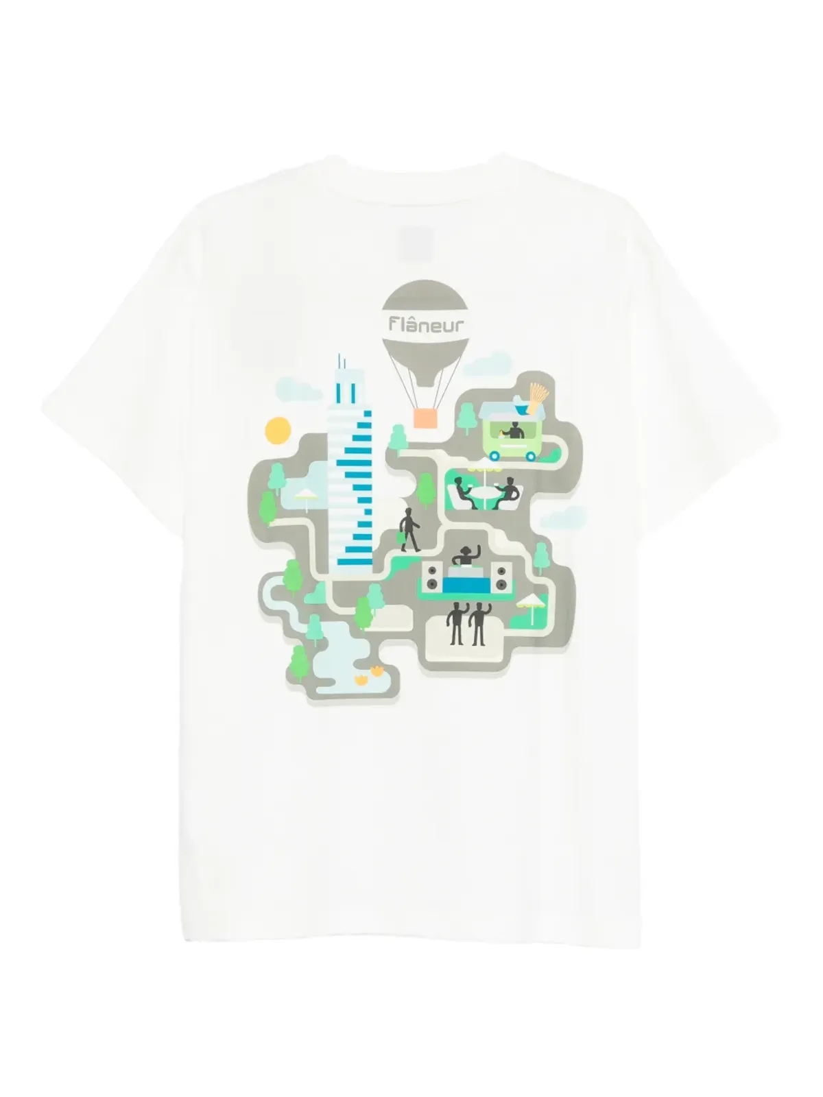 FLÂNEUR フェスティバルマップ グラフィックプリントTシャツ ホワイト - 画像2