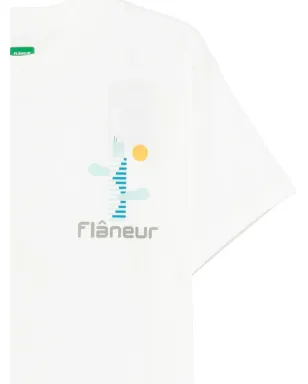 FLÂNEUR フェスティバルマップ グラフィックプリントTシャツ ホワイト - サムネイル3