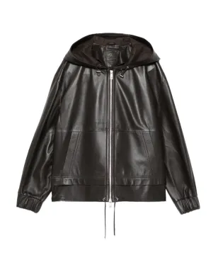 Desa 1972 hooded leather jacket - Brown - サムネイル1
