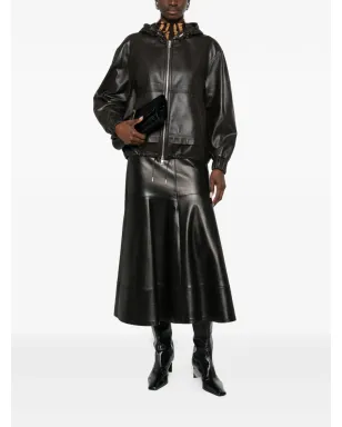 Desa 1972 hooded leather jacket - Brown - サムネイル2