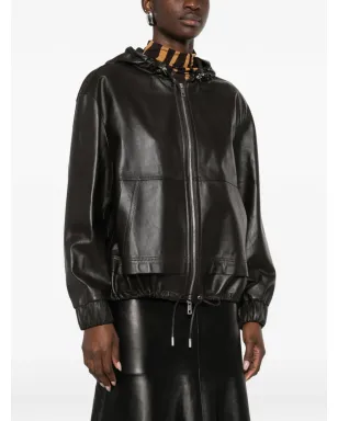 Desa 1972 hooded leather jacket - Brown - サムネイル3