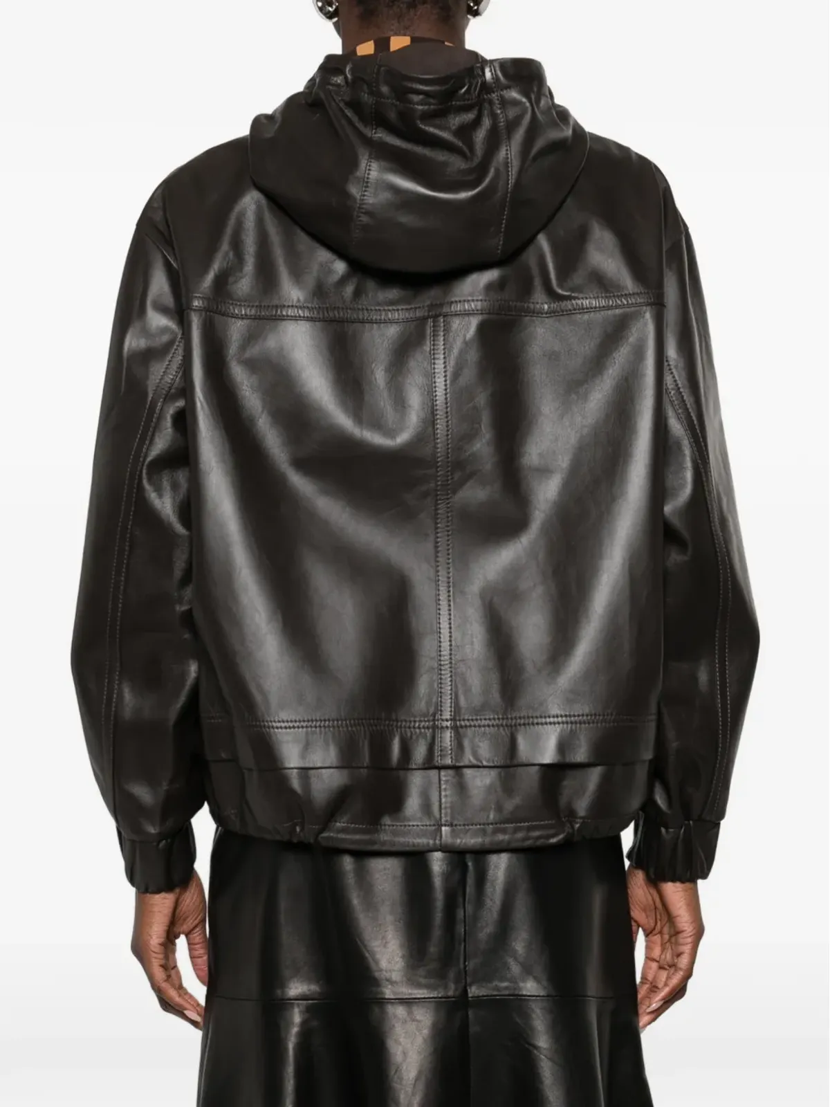 Desa 1972 hooded leather jacket - Brown - 画像4