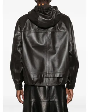 Desa 1972 hooded leather jacket - Brown - サムネイル4