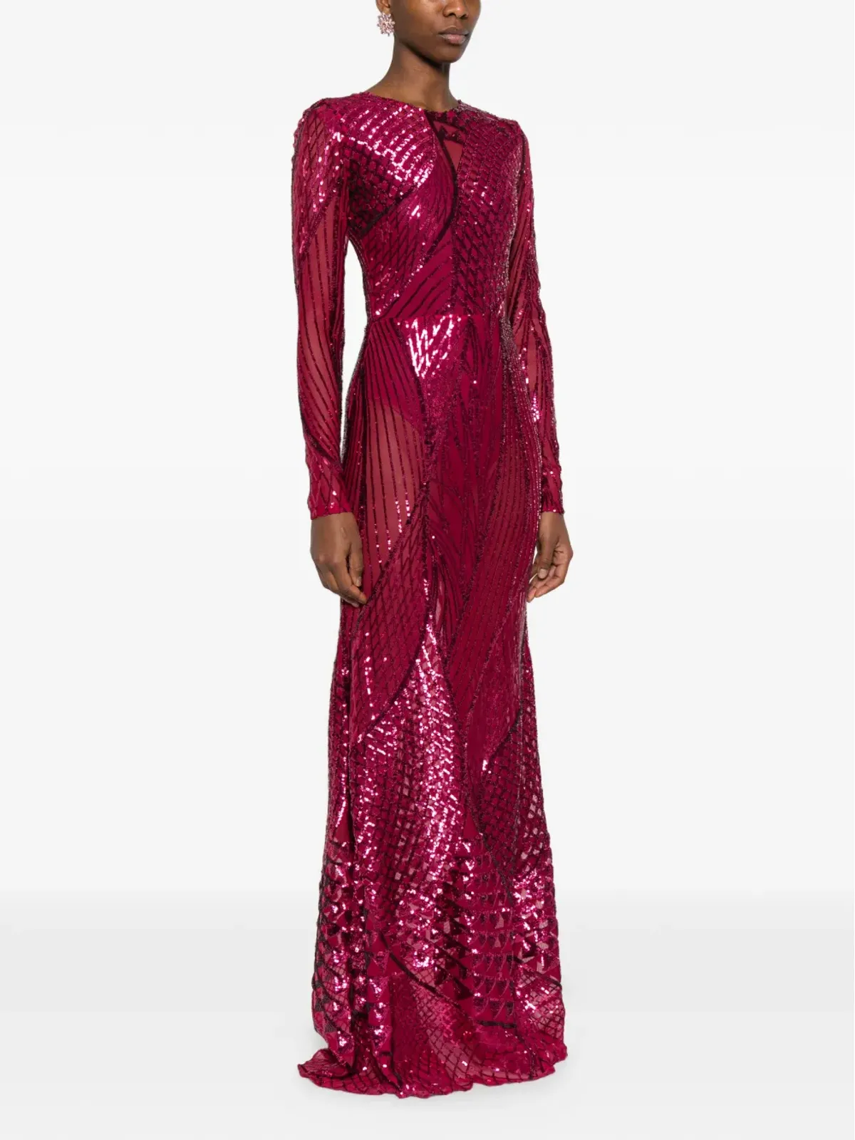 MIAU by Clara Rotescu Halo sequinned maxi dress - Red - 画像3