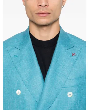 Isaia ブルーのダブルブレストブレザー - サムネイル5