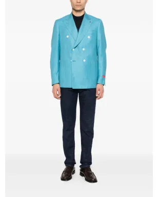 Isaia ブルーのダブルブレストブレザー - サムネイル2