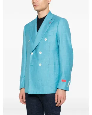 Isaia ブルーのダブルブレストブレザー - サムネイル3