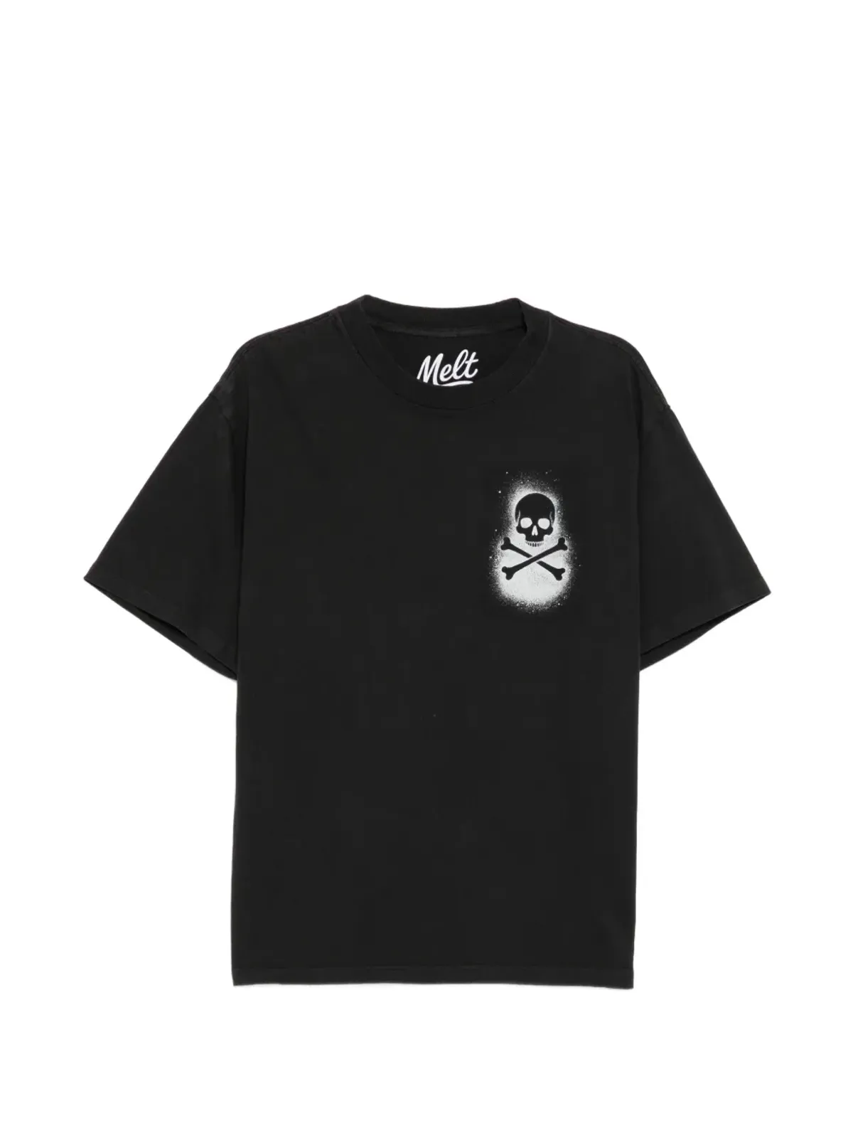 Melt スカルプリントTシャツ - ブラック - 画像1