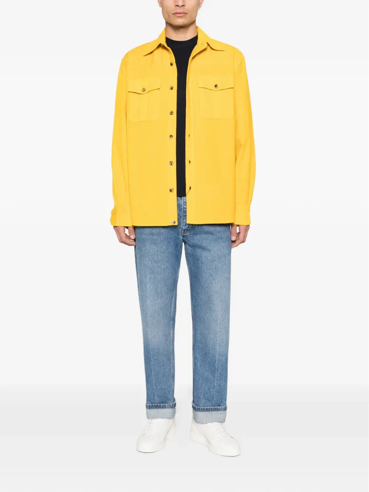 Isaia チェストポケットシャツ - Yellow - 画像2