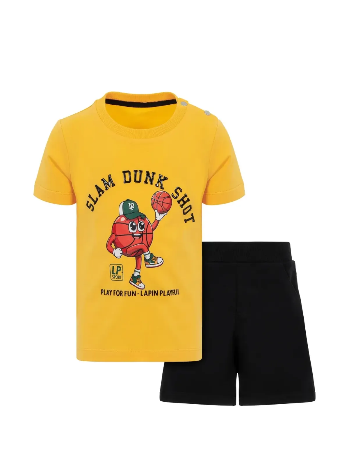 Lapin House リブ編みトリムのショーツセット - Yellow - 画像1