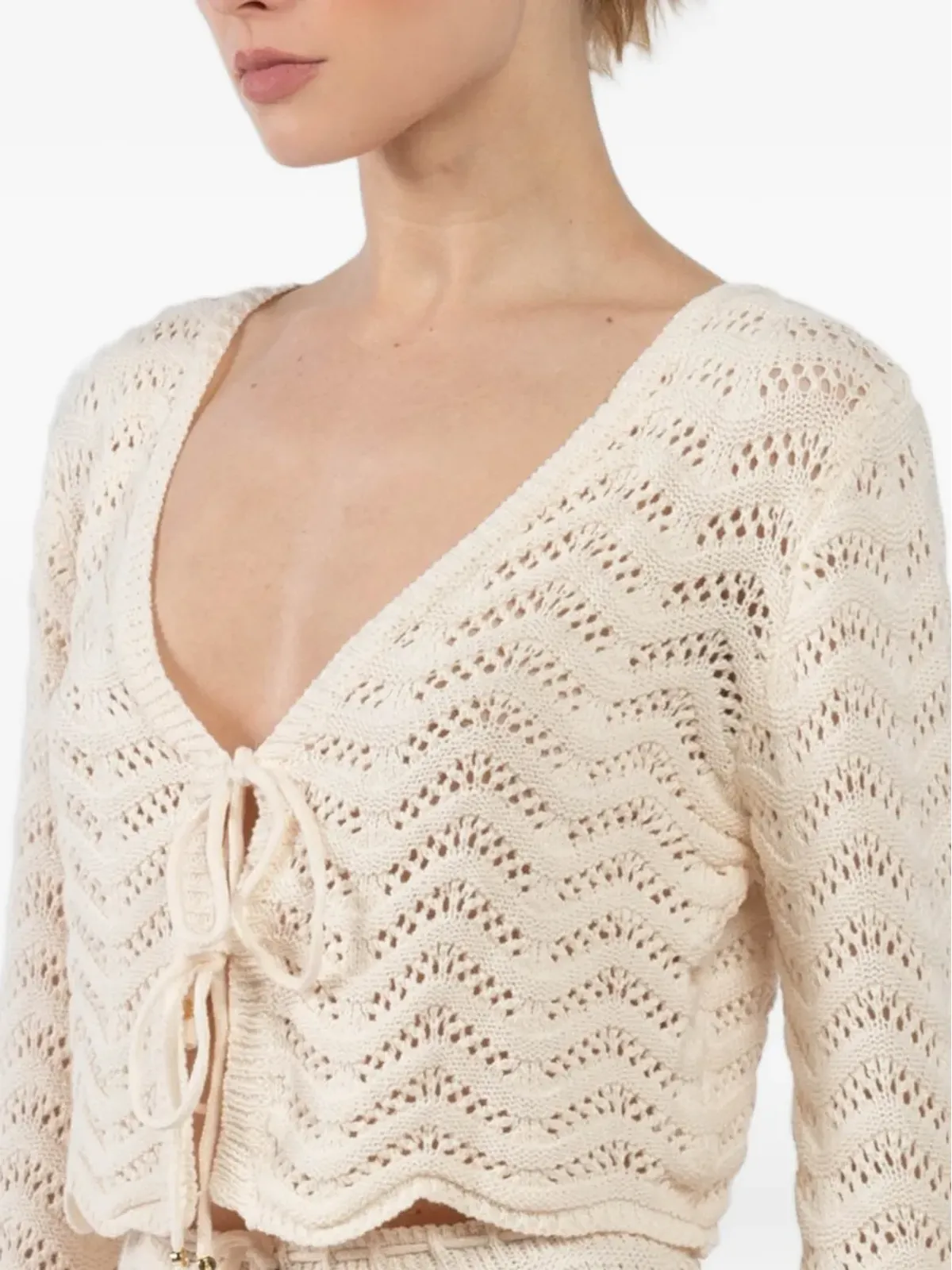 BANANHOT Miana knitted tie shirt - White - 画像5