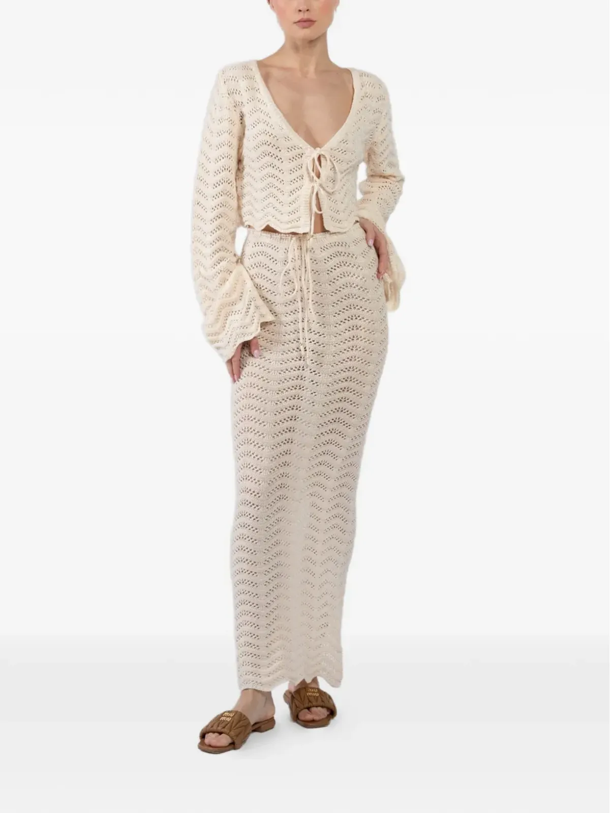 BANANHOT Miana knitted tie shirt - White - 画像2