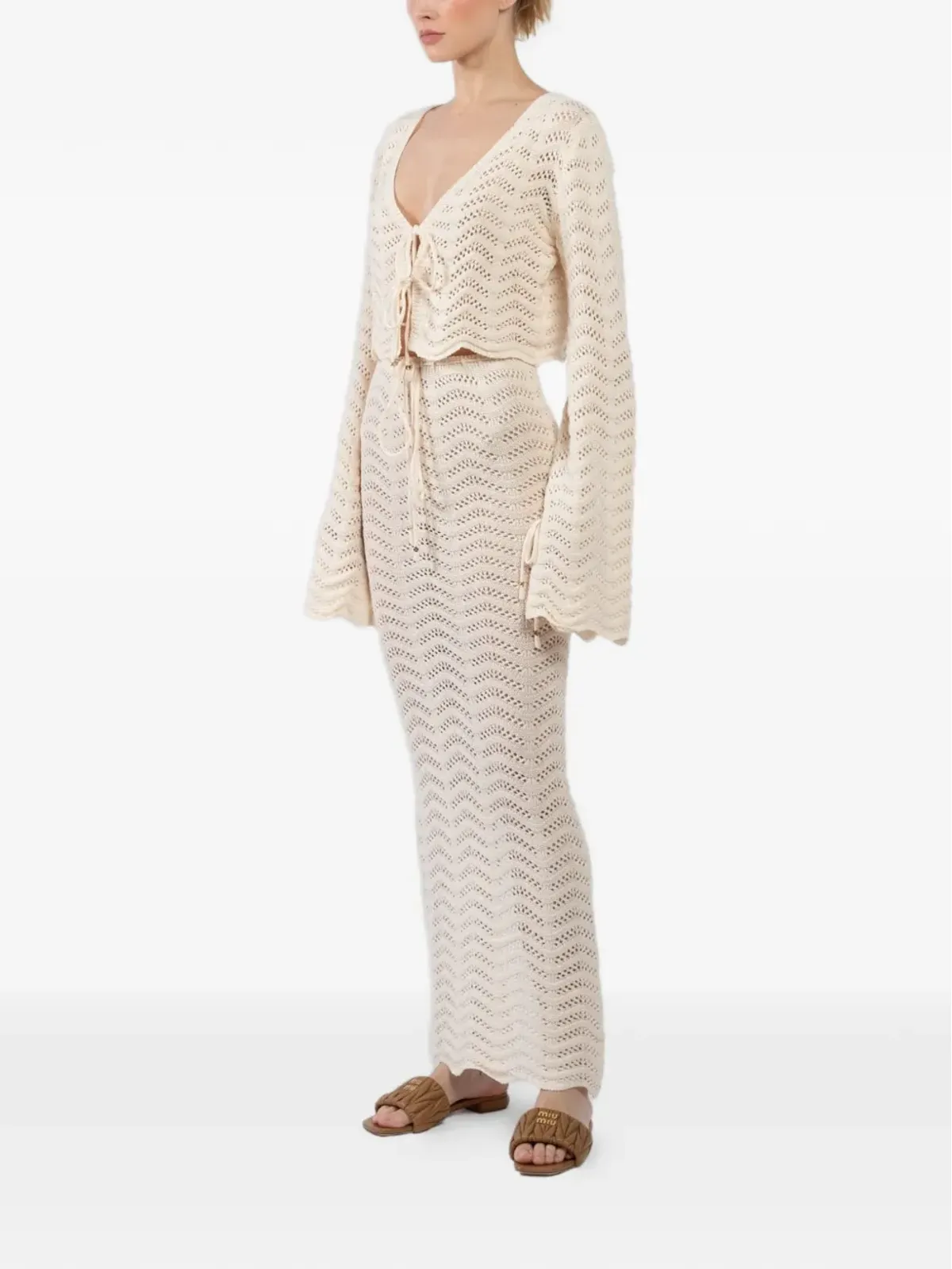 BANANHOT Miana knitted tie shirt - White - 画像3