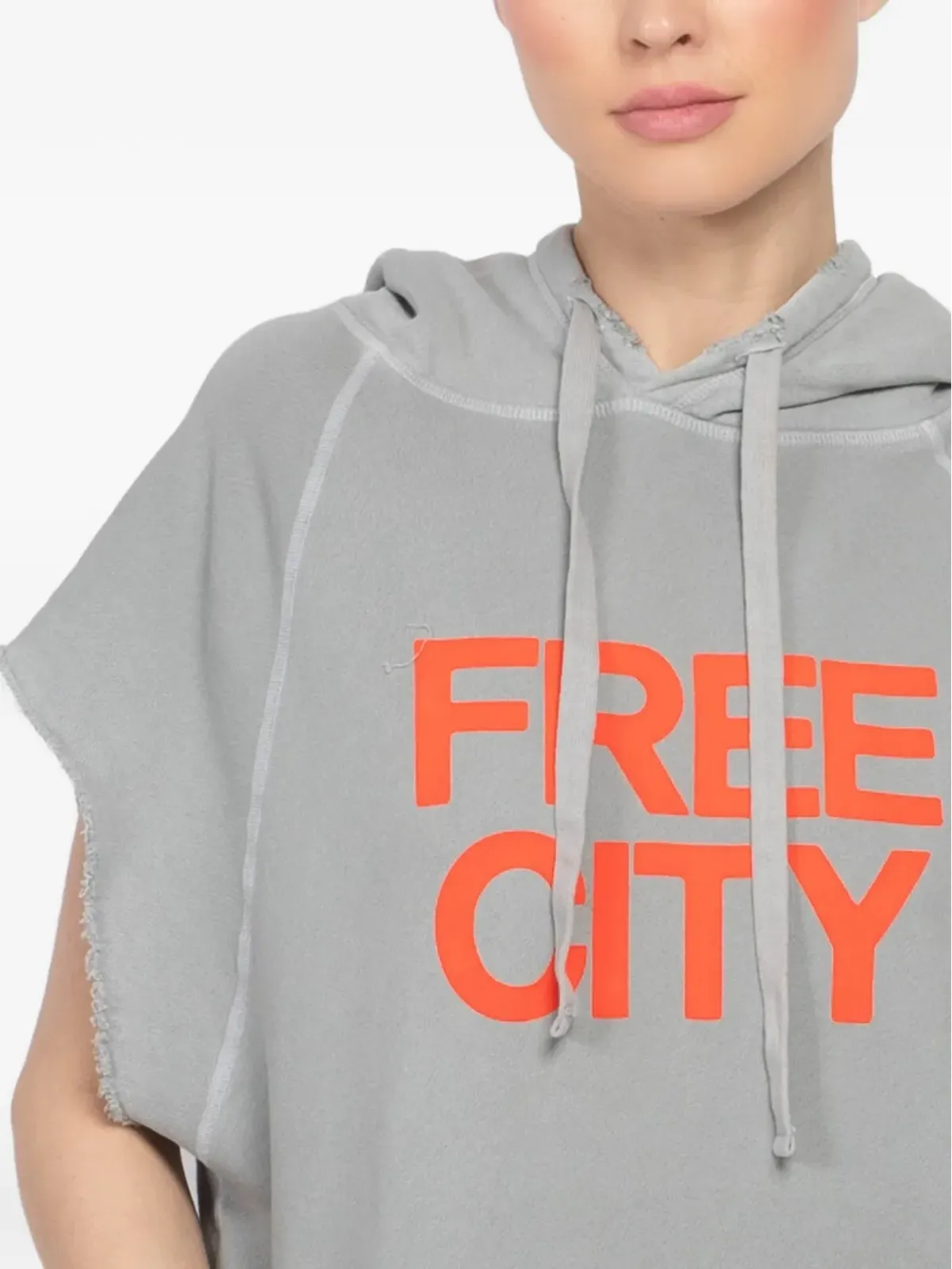 FreeCity フード付きノースリーブフーディー グレー - 画像5