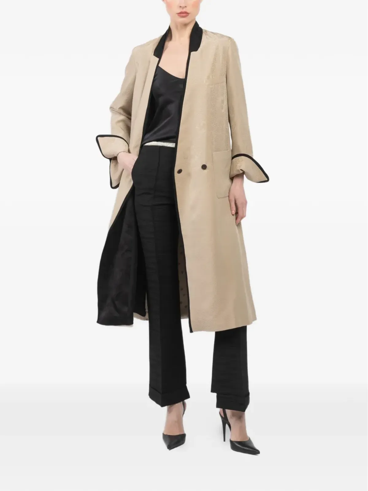 IBRIGU Juban kimono coat - Neutrals - 画像2