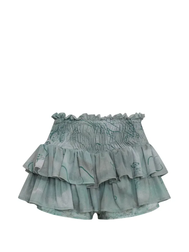 Amir Slama Amir Slama x ジェイド・ピコン フリル入り花柄プリントショートパンツ ブルーの商品画像