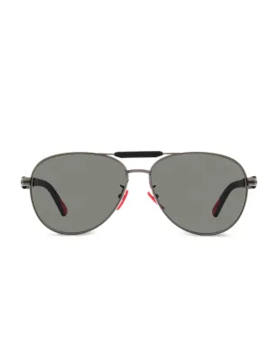 Moncler Eyewear ラバーエフェクト パイロットサングラス - グレー - サムネイル1