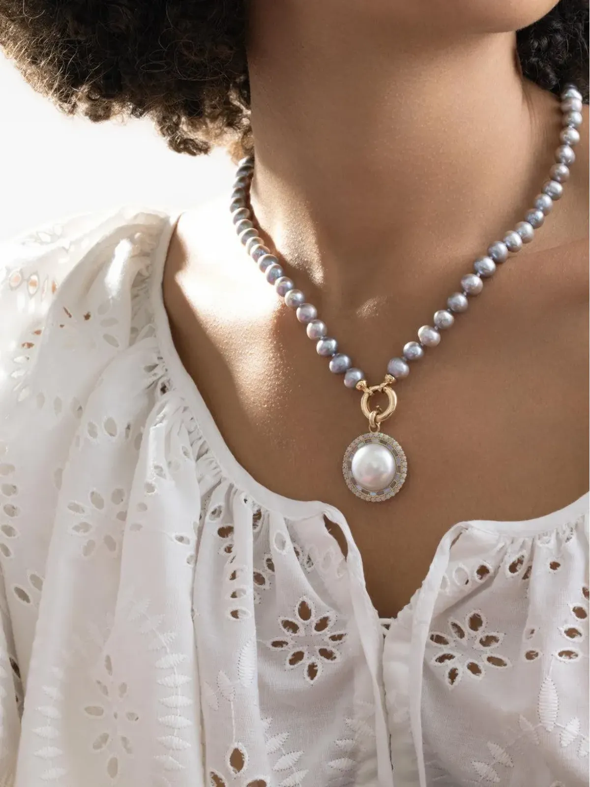 Storrow Jewelry Josephine opal and pearl pendant - Gold - 画像2