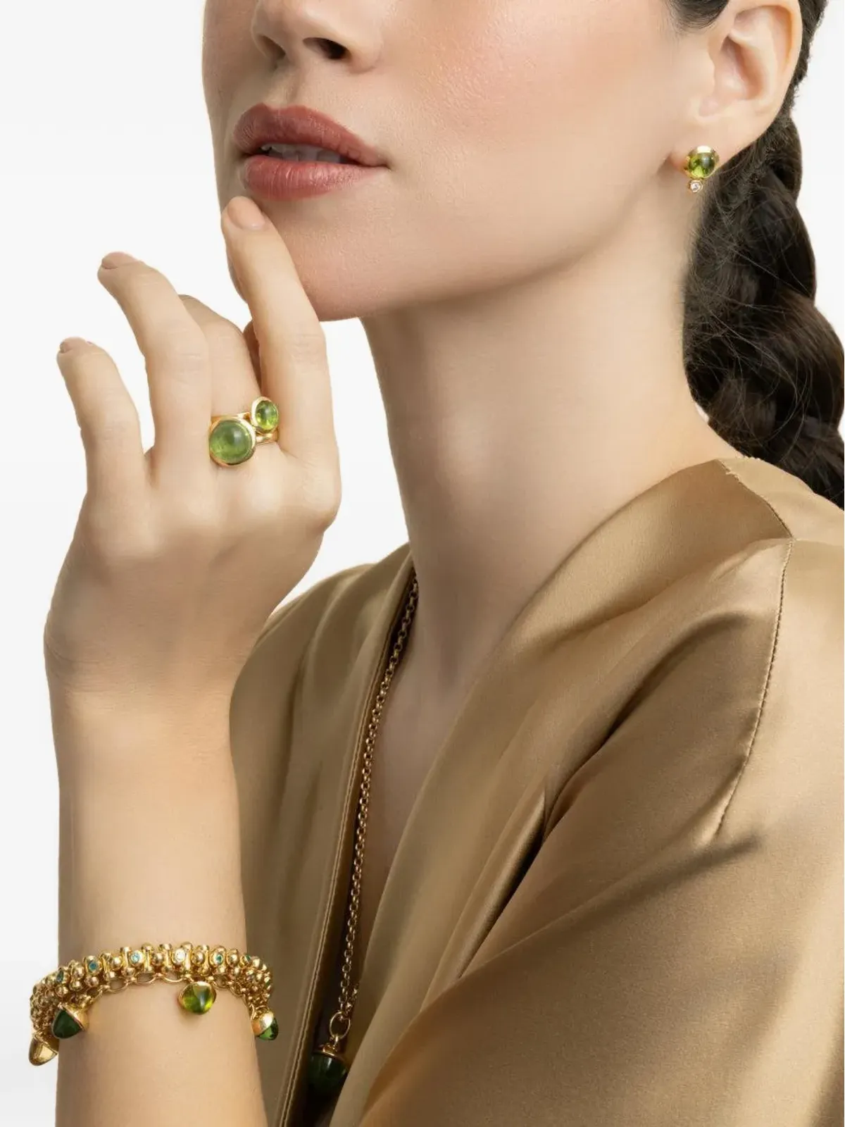 TAMARA COMOLLI ダイヤモンド・ペリドット ボタンピアス - 画像2