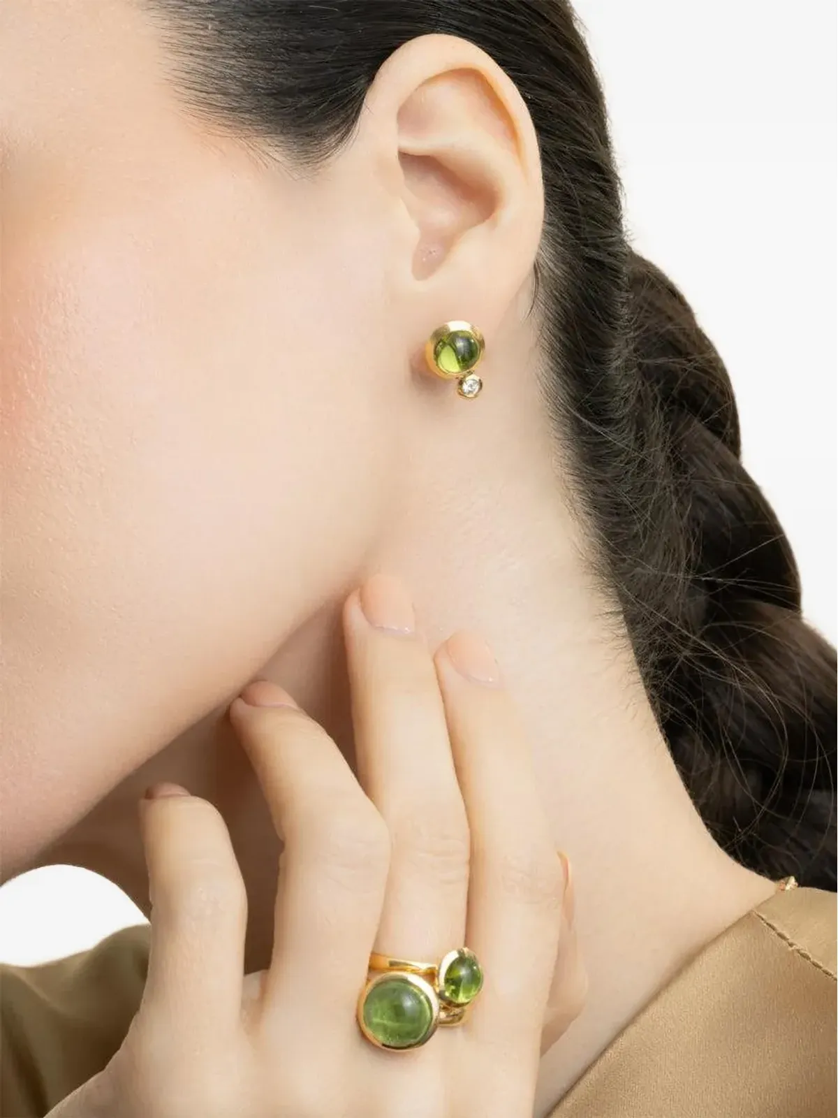 TAMARA COMOLLI ダイヤモンド・ペリドット ボタンピアス - 画像3
