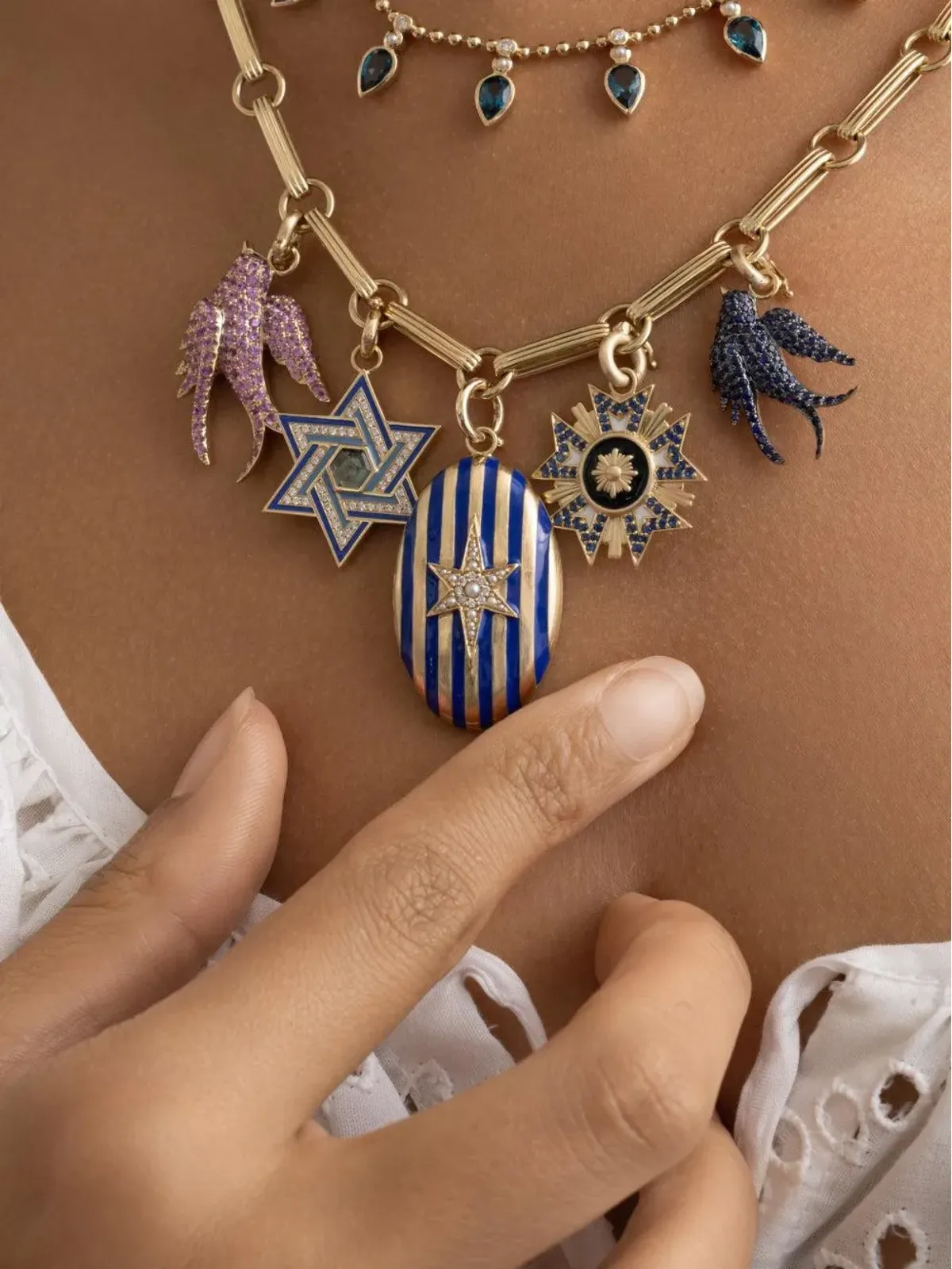 Storrow Jewelry Star Of David topaz and diamond pendant - Gold - 画像2