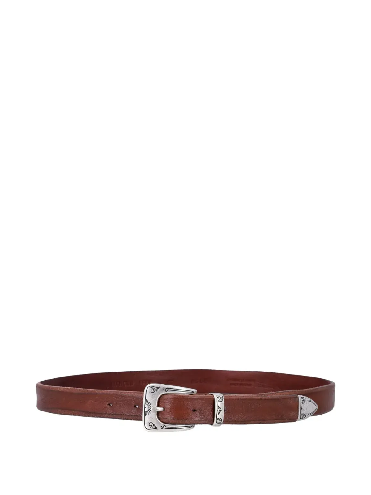 Fabrizio Mancini 彫刻入りバックル レザー ベルト - Brown - 画像2