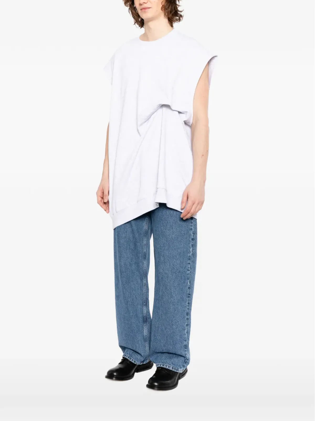 Moohong ドレープ付きノースリーブTシャツ - グレー - 画像3