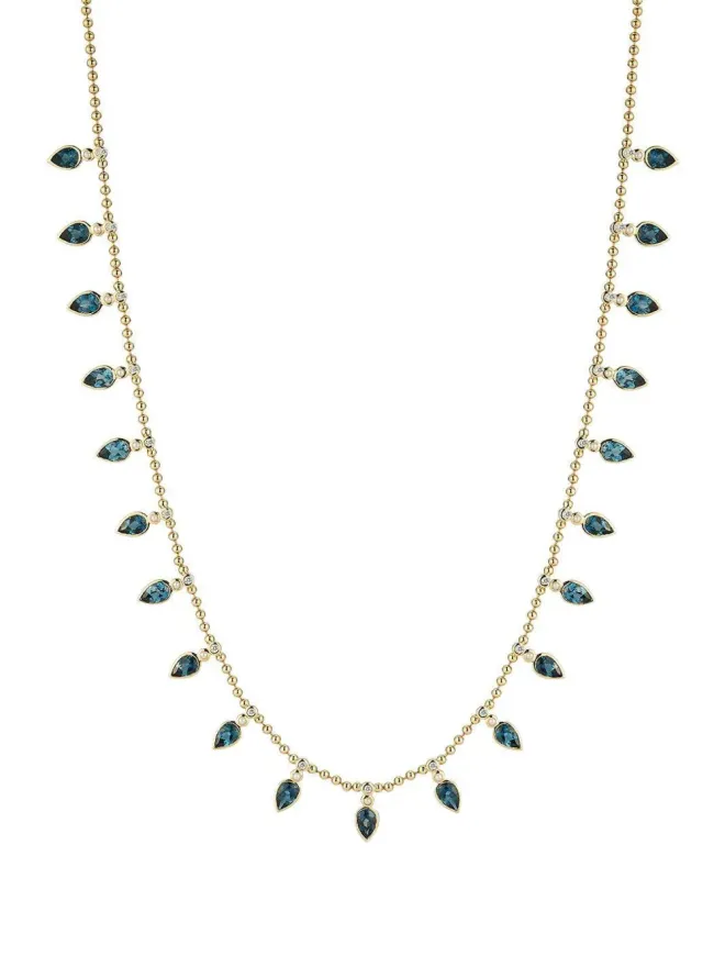 Storrow Jewelry Storrow Jewelry パール・ダイヤモンド・ロンドンブルー トパーズ・ビーズ カラー ネックレス - Goldの商品画像