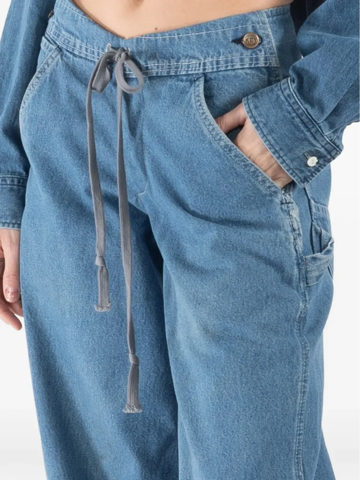 Greg Lauren ドローストリング・ワイドレッグパンツ - 画像5