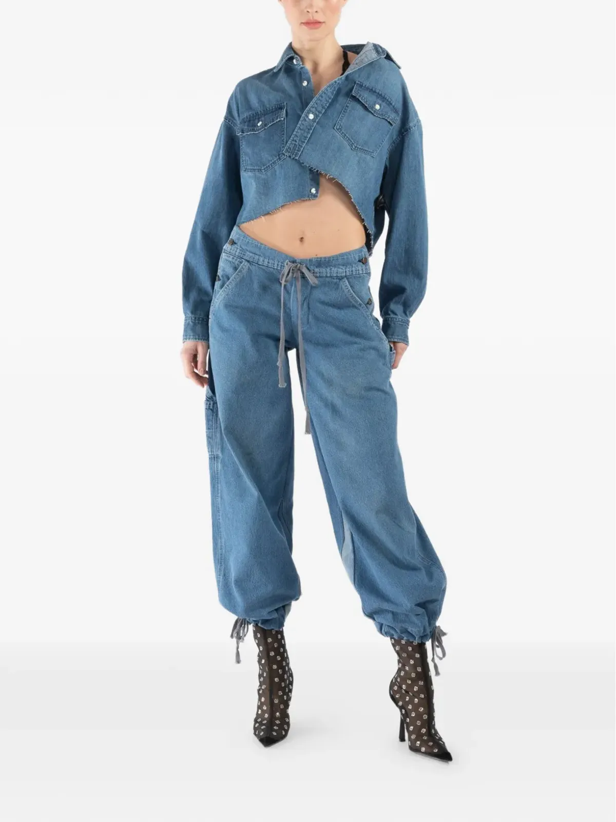 Greg Lauren ドローストリング・ワイドレッグパンツ - 画像2