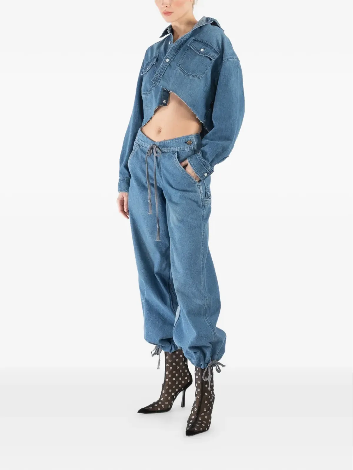Greg Lauren ドローストリング・ワイドレッグパンツ - 画像3