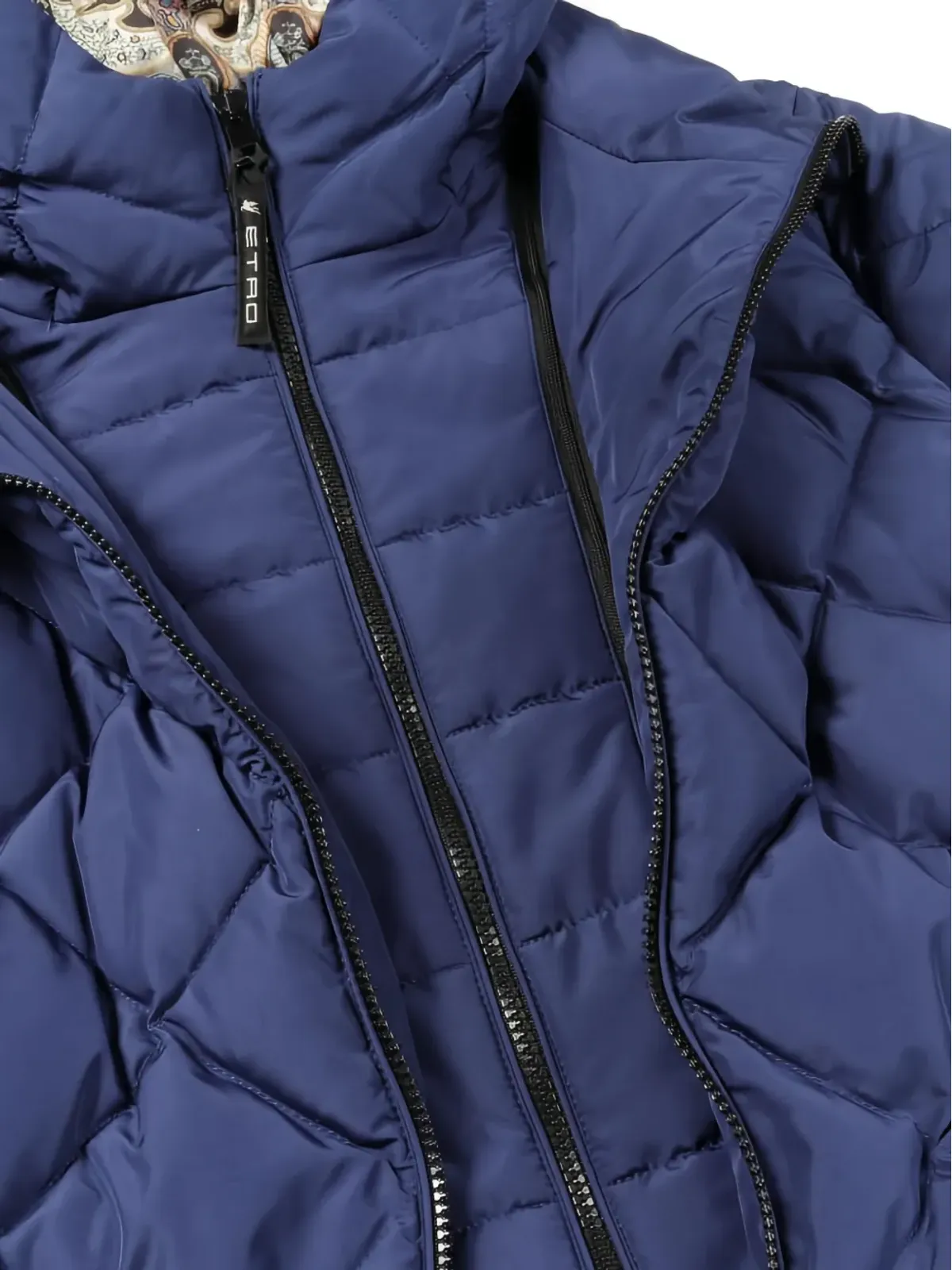Etro Pre-Owned キルティングフード付きコート - ブルー - 画像4
