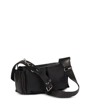 Miu Miu フラップポケット付きレザーショルダーバッグ ブラック - サムネイル3