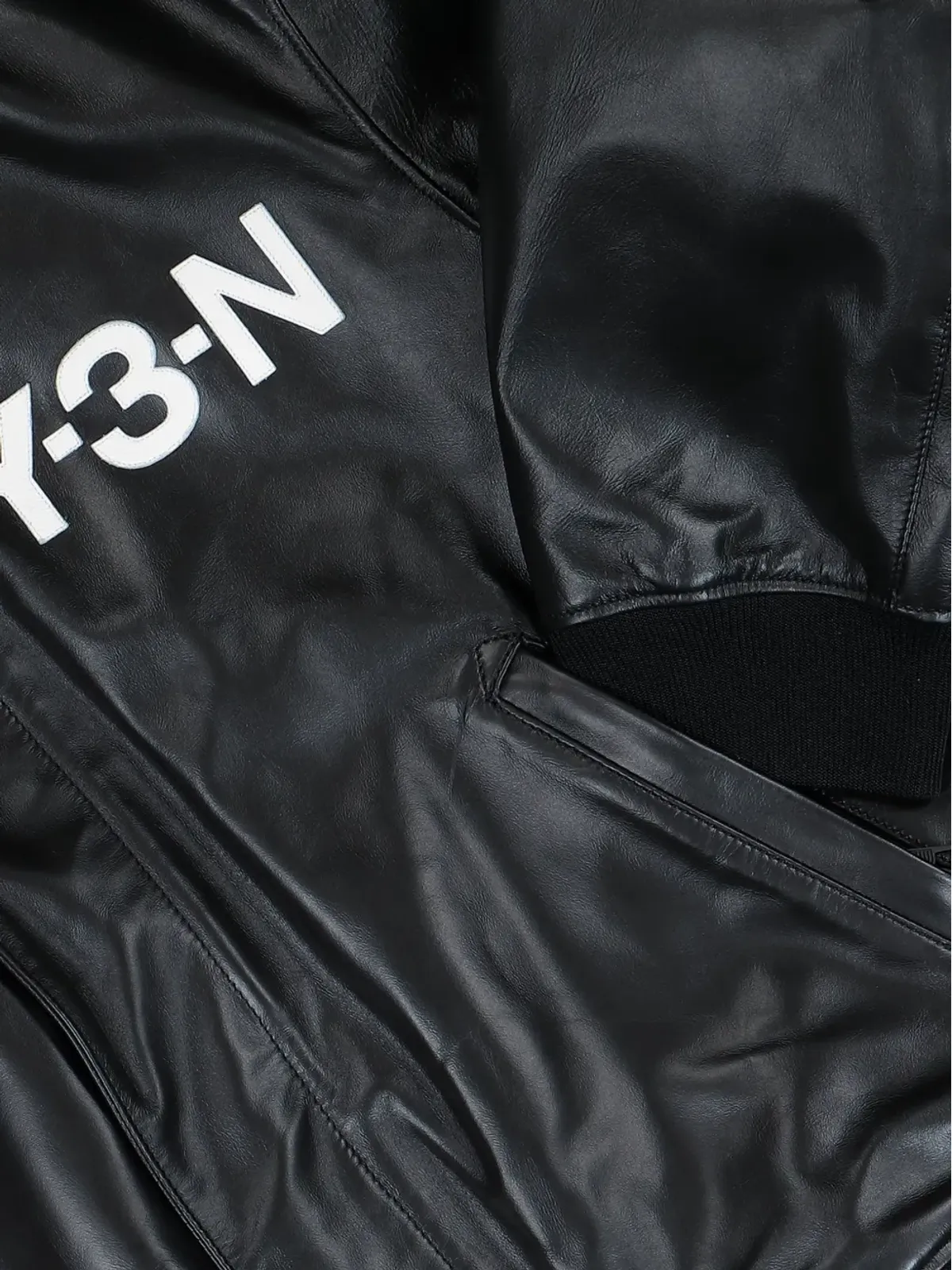 Y-3 ロゴ レザー ボンバー ジャケット - 画像4