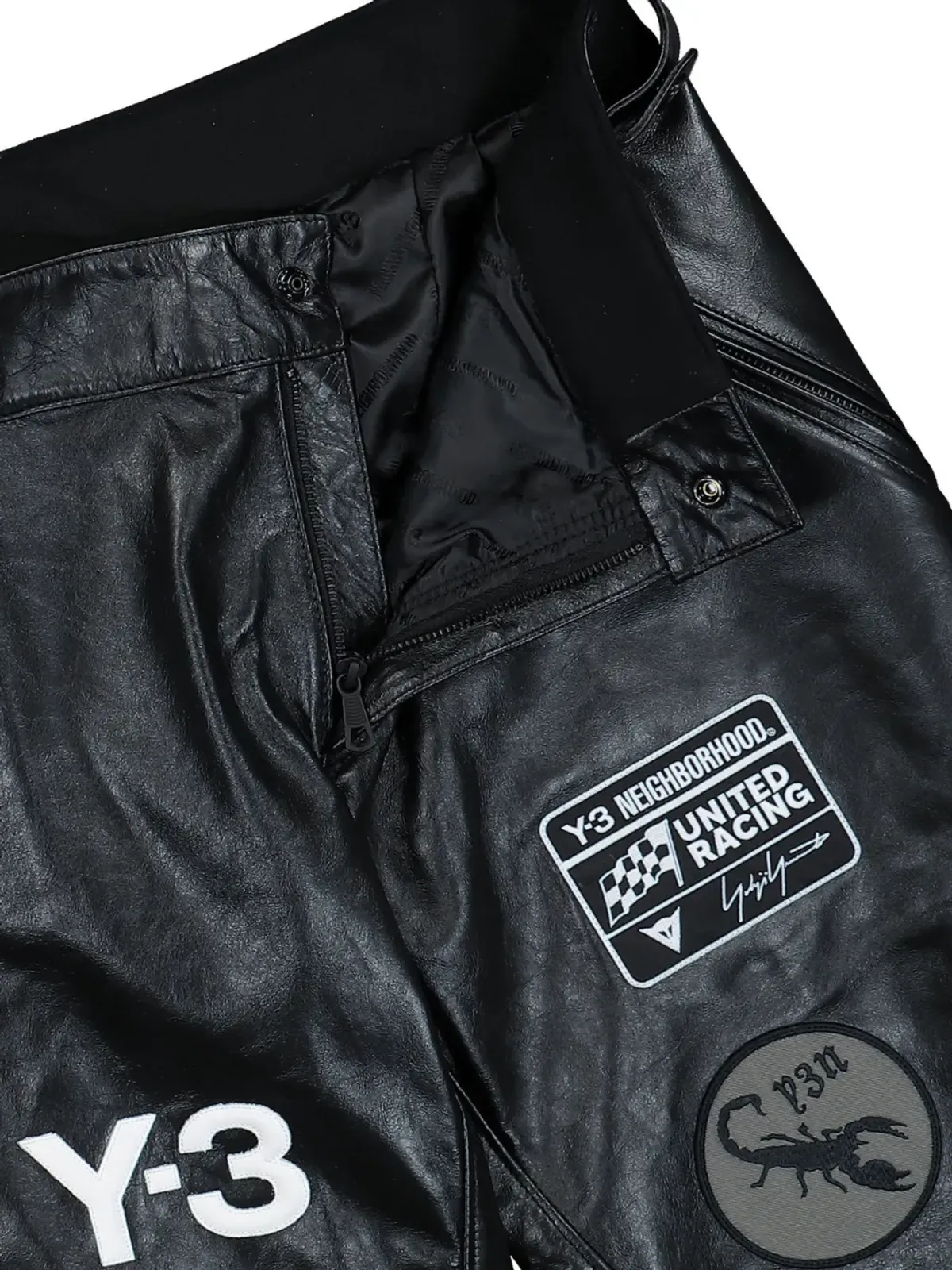 Y-3 レーサーロゴ レザー トラウザーズ - 画像4