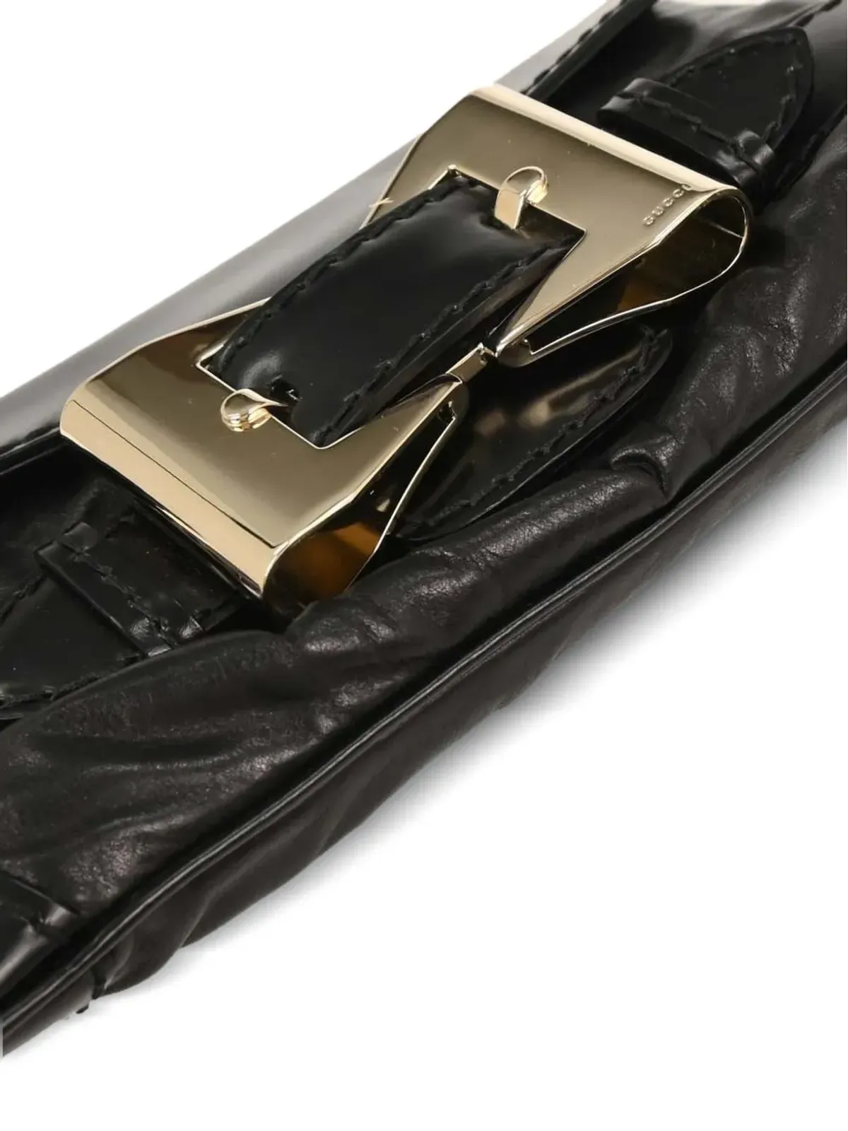 Gucci Pre-Owned 1990年代-2000年代 Queen chain レザーショルダーバッグ（ブラック） - 画像3