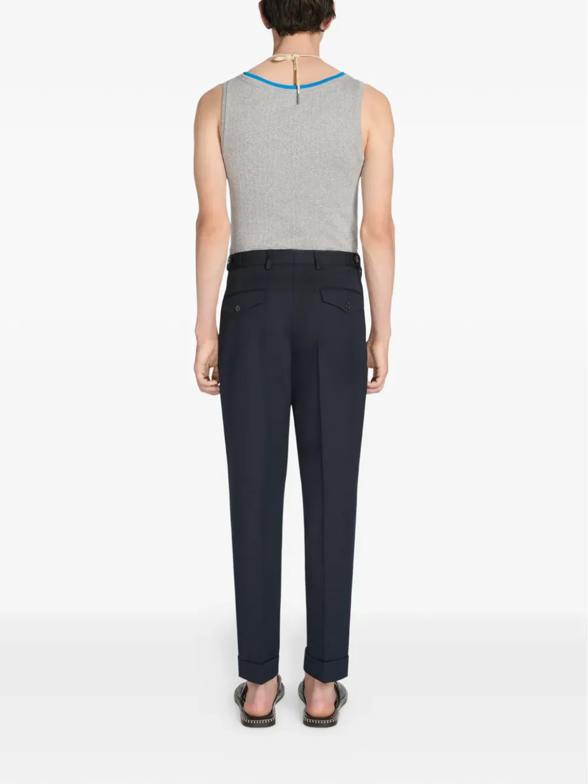 DRIES VAN NOTEN カフ付きパンツ ブルー - 画像4