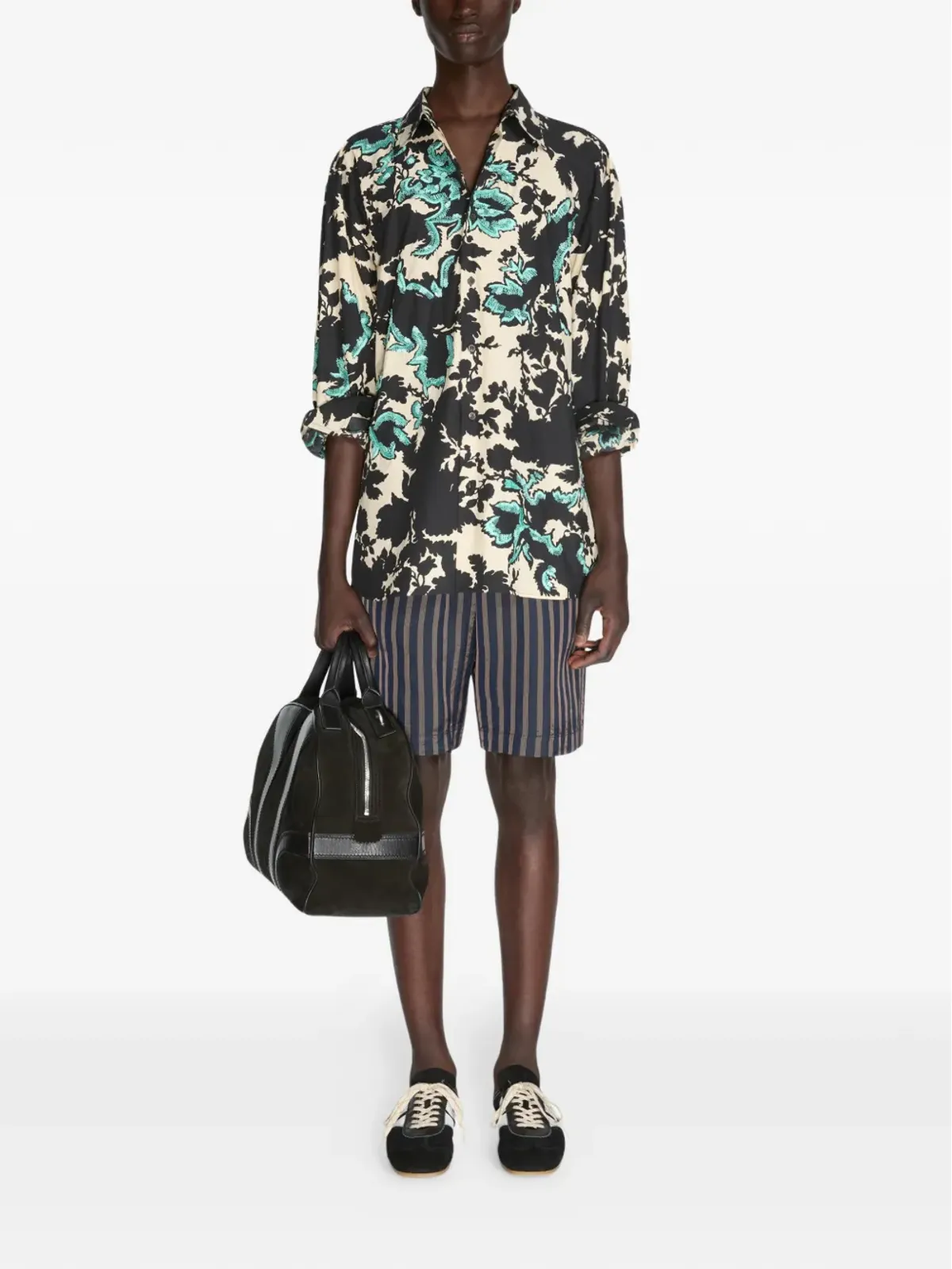 DRIES VAN NOTEN ストライプショーツ ブルー - 画像2