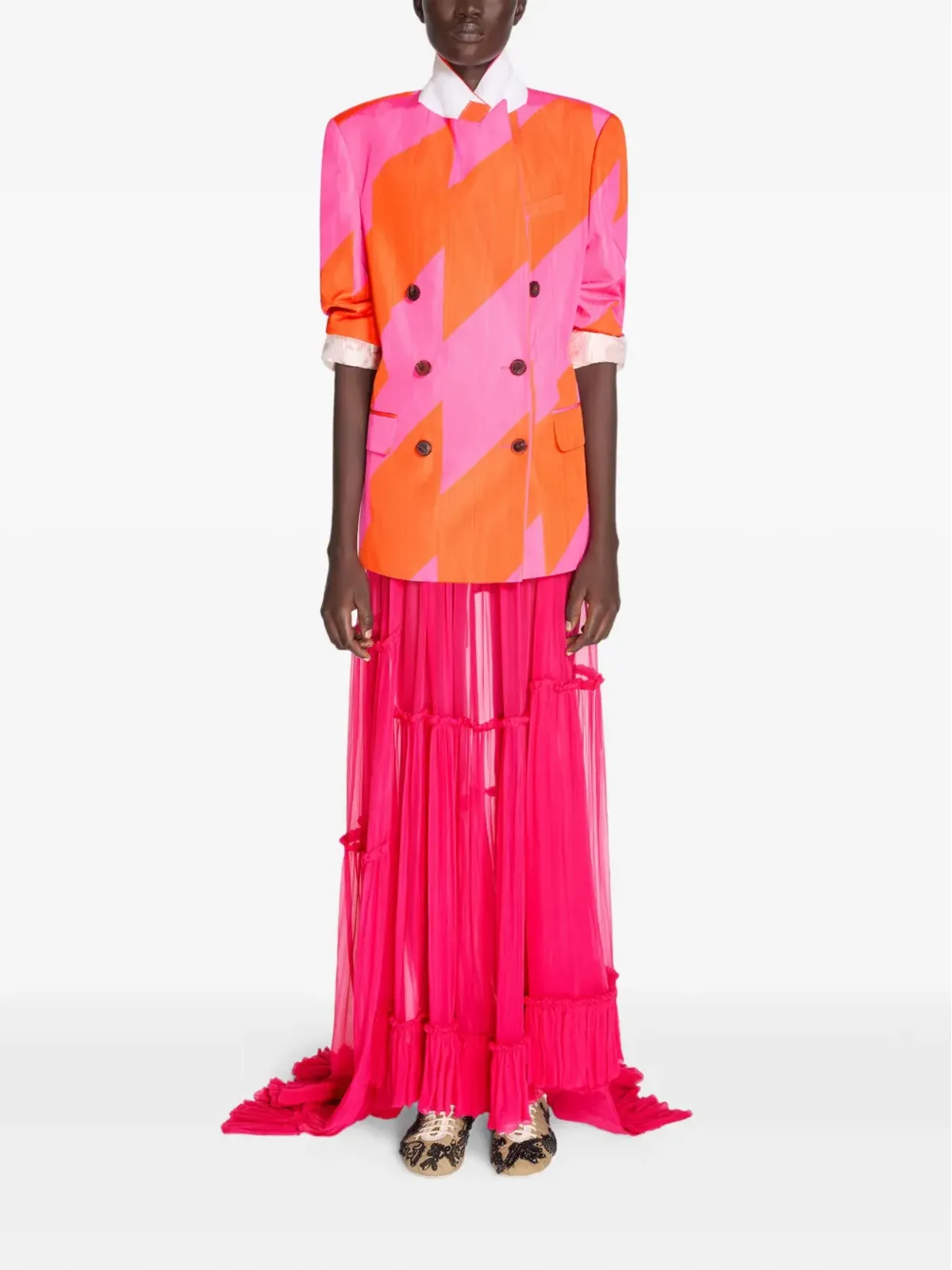 DRIES VAN NOTEN 幾何学柄 ダブルブレスト ブレザー - 画像2