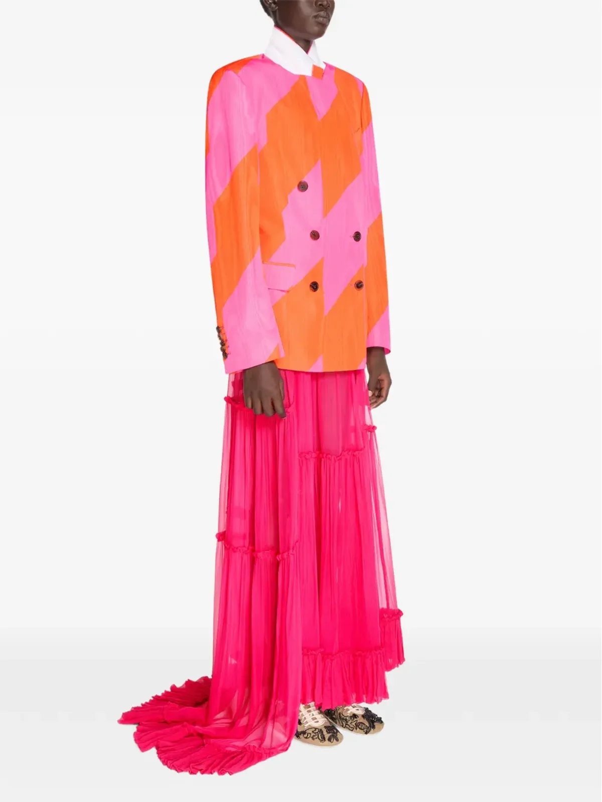 DRIES VAN NOTEN 幾何学柄 ダブルブレスト ブレザー - 画像3